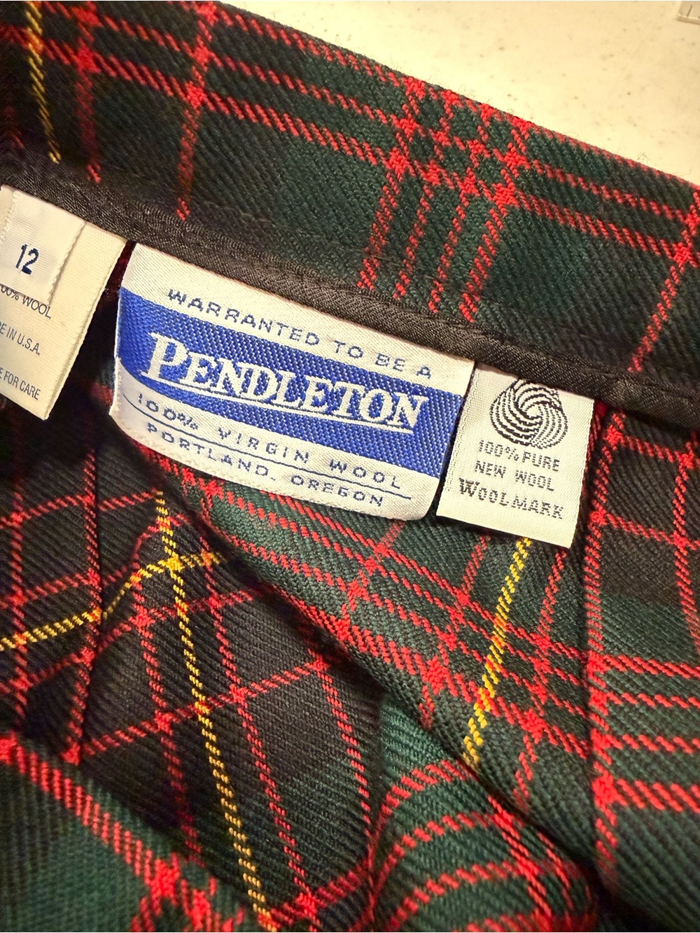 Pendleton Skirt Size 12 Virgin Wool Tartan Plaid Pleated Authentic Made In USA - Picture 6 of 7